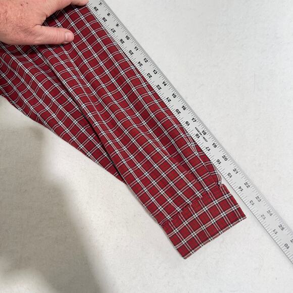 Eddie Bauer Outlet Button Down Shirt Men's Large Flannel Red Check 100% Cotton - Picture 7 of 12
